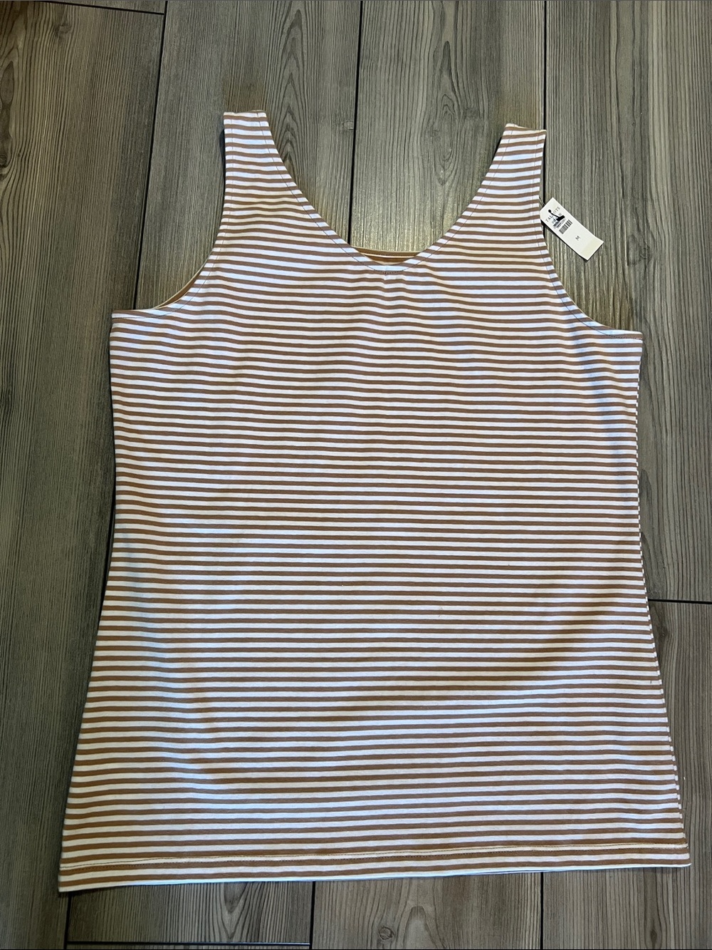 TALBOTS Striped Tank Top in White and Brown - Women
